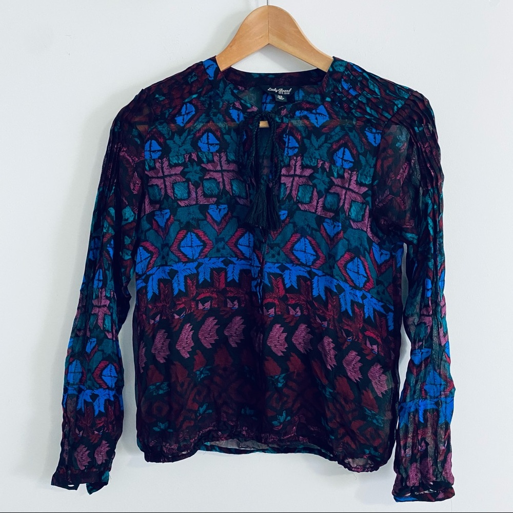 Lucky Brand Semi Sheer Boho Blouse